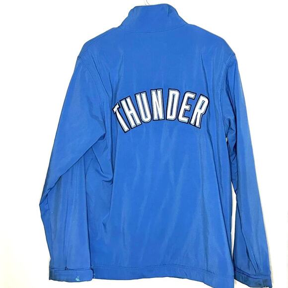 Vintage Oklahoma City Thunder NBA Fleece-Lined Mens Zip Up Jacket Medium PAINT - Picture 4 of 16
